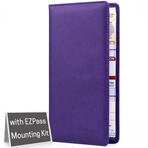 CANOPUS Big Purple Car Registration and Insurance Holder, PU Leather Card Holder, Vehicle Glove Box Organizer for Auto, SUV, Truck